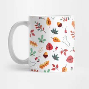 Corgi Autumn Leaves Pattern - White Background Mug